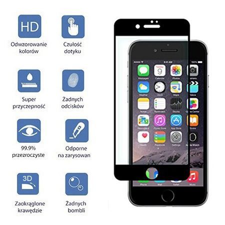 Hartowane szkło na cały ekran 3d iPhone SE 2020 - czarny.