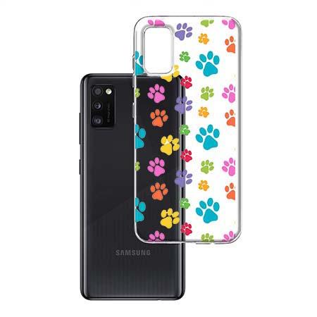 Etui na Samsung Galaxy A41 - Kolorowe psie łapki.