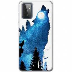 Etui na Samsung Galaxy A72 5G Ujadający wilk nocą