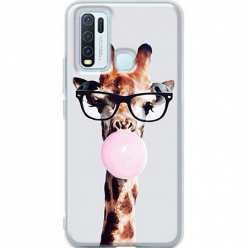 Etui na telefon VIVO Y20S Żyrafa w okularach z gumą