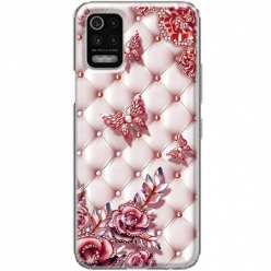 Etui na telefon LG K52 Motyle z różami Glamour