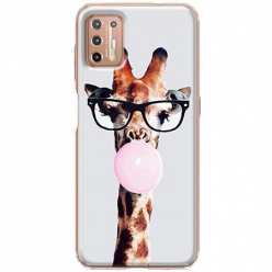 Etui na telefon Motorola G9 Plus Żyrafa w okularach z gumą