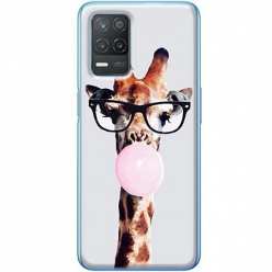 Etui na telefon Realme 8 5G Żyrafa w okularach z gumą
