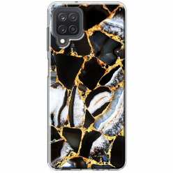 Etui na Samsung Galaxy M12 Czarny marmur złocony