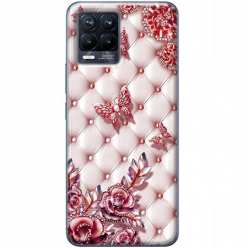 Etui na telefon Realme 8 Motyle z różami Glamour