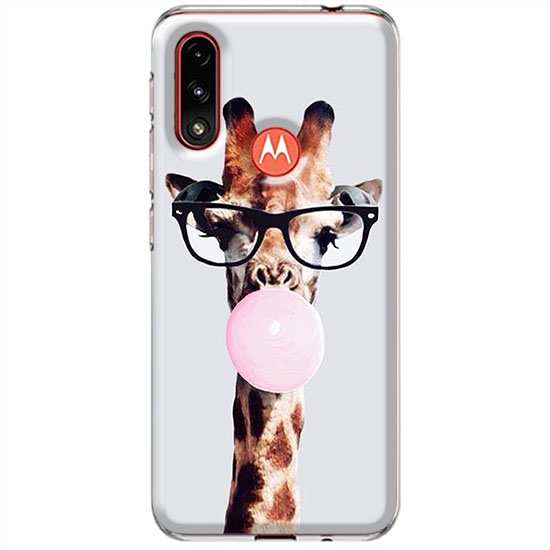 Etui na Motorola Moto E7i Power Żyrafa w okularach z gumą