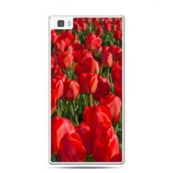 Huawei P8 Lite etui czerwone tulipany