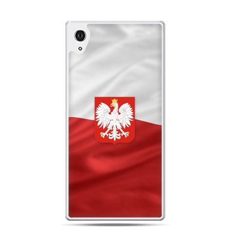 Etui na telefon Xperia Z4 patriotyczne - flaga Polski z godłem
