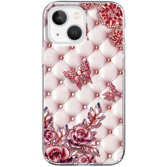 Etui na iPhone 14 Plus - Motyle z różami Glamour