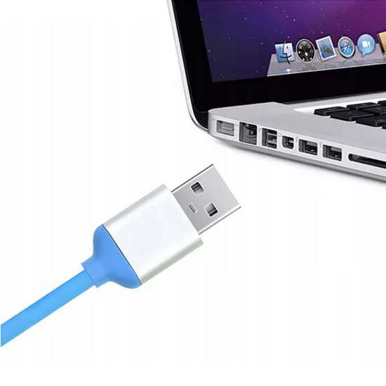 Kabel pleciony 3w1 - Ładowarka iPhone + Micro USB + Typ-C - Niebieski