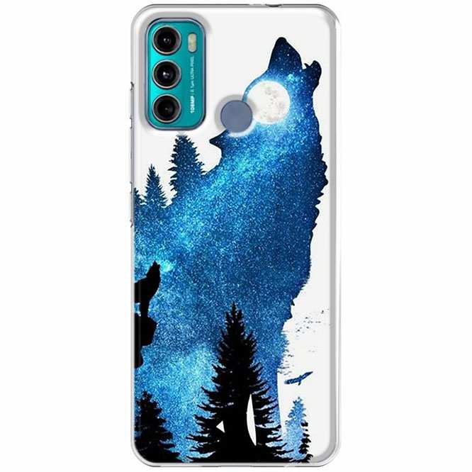 Etui na Motorola Moto G60 - Ujadający wilk nocą