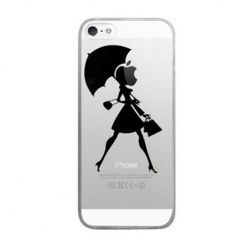 iPhone 5 / 5s ultra slim silikonowe przezroczyste etui kobieta z parasolem.