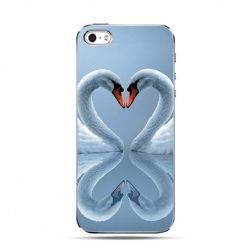 Etui na iPhone 4s / 4 - łabędzie serce, dwa serca.