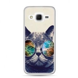 Etui na Galaxy J3 (2016r) kot w tęczowych okularach