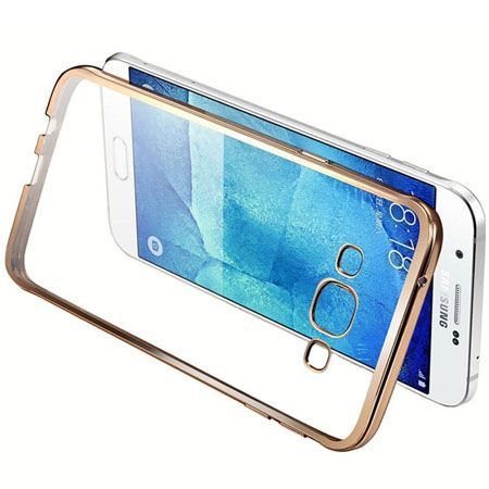 Galaxy J5 2016r przezroczyste silikonowe etui platynowane SLIM - złoty.