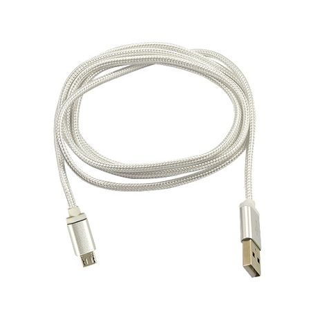 Kabel Micro-USB pleciony nylon 1.5m - Biały.