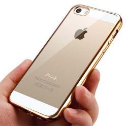 iPhone 5 i 5s silikonowe etui platynowane SLIM - złoty.