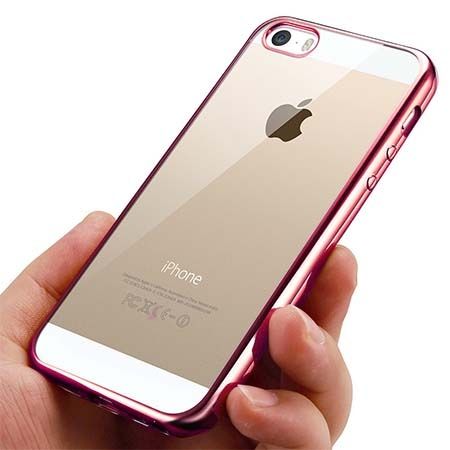 iPhone 5, 5s silikonowe etui platynowane SLIM - różowy.