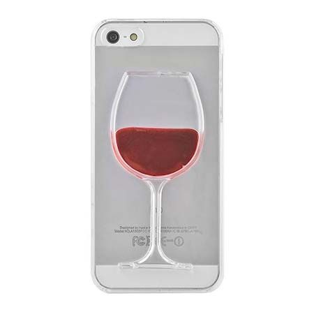 iPhone 5, 5s etui z płynem w środku czerwone wino