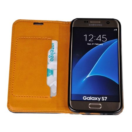 Etui na Galaxy S7 portfel z klapką na karty kredytowe - czarny. PROMOCJA!!!