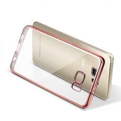 Samsung Galaxy S6 Edge przezroczyste etui platynowane SLIM  - różowy