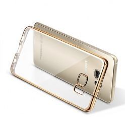 Samsung Galaxy S6 Edge przezroczyste etui platynowane SLIM  - złoty