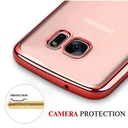 Samsung Galaxy S7 Edge przezroczyste etui platynowane SLIM - różowy.