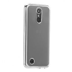 LG K8 2017 przezroczyste silikonowe etui platynowane SLIM  - srebrny.