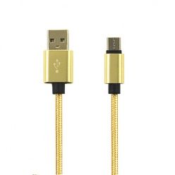 Kabel USB Typ-C pleciony nylon 1m - Złoty.