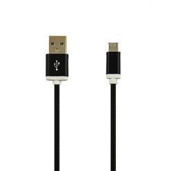 Kabel Micro-USB pleciony nylon 2A, 1m - Czarny.