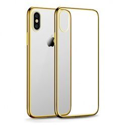 Etui na iPhone X - silikonowe platynowane SLIM - Złoty.