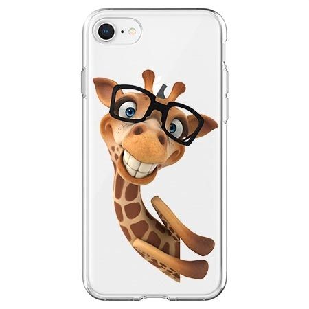 Etui na telefon - wesoła żyrafa w okularach.
