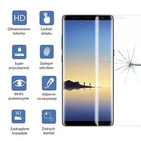 Hartowane szkło na Samsung Galaxy Note 8 cały ekran 3d - Bezbarwny.