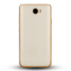 Etui na Huawei Y5 II - silikonowe platynowane SLIM - Złoty.