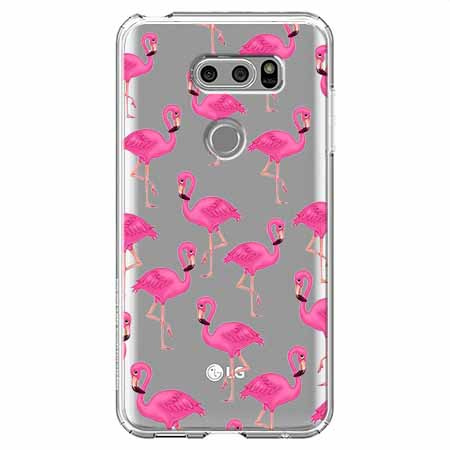 Etui na LG V30 - Różowe flamingi.