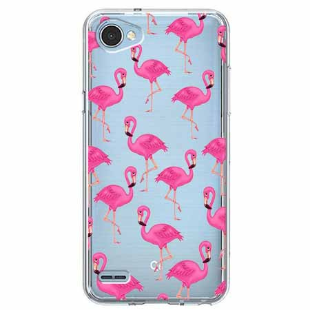 Etui na LG Q6 - Różowe flamingi.