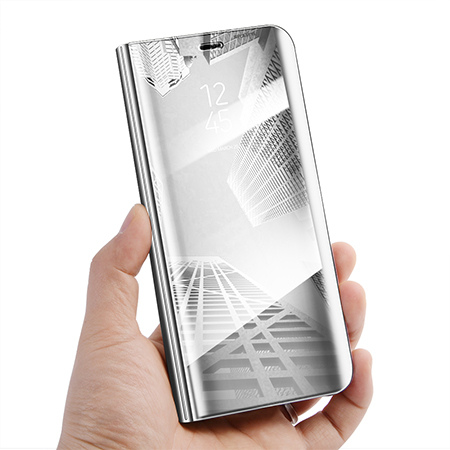 Etui na Samsung Galaxy J6 2018 - Flip Clear View z klapką - Srebrny.