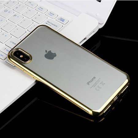 Etui na iPhone XS - silikonowe platynowane SLIM - Złoty.