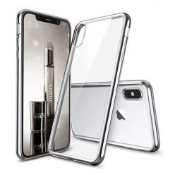 Etui na iPhone XS - silikonowe platynowane SLIM - Srebrny.