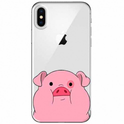 Etui na telefon Apple iPhone XS - Słodka różowa świnka.