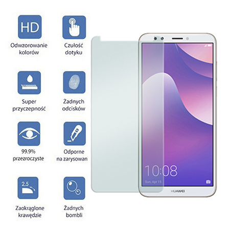 Huawei Y7 Prime 2018 - hartowane szkło ochronne na ekran 9h.