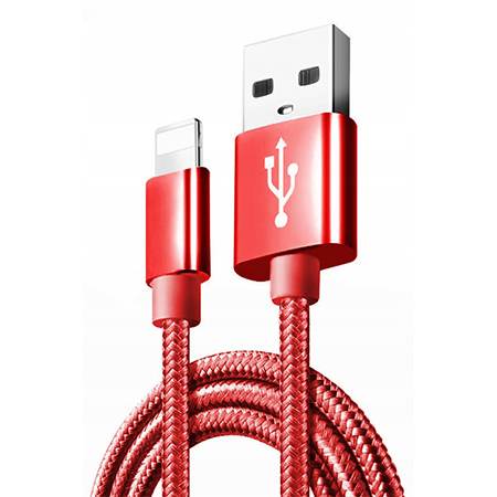 Kabel pleciony Lightning iPhone - Czerwony.