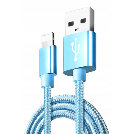 Kabel pleciony Lightning iPhone - Niebieski.
