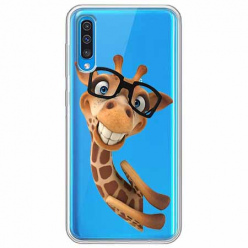 Etui na Samsung Galaxy A50 - Wesoła żyrafa w okularach.