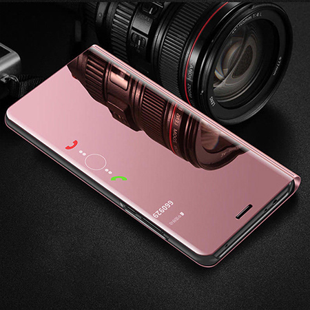 Etui na Huawei P30 Lite - Flip Clear View z klapką - Różowy.