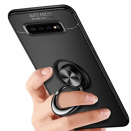 Etui na Samsung Galaxy S10 Plus - Pancerne Magnet Ring - Czarny.