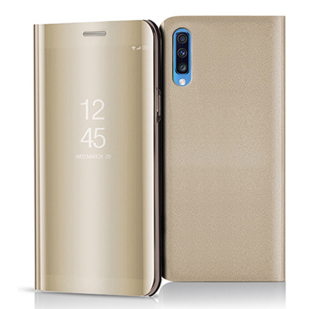 Etui na Samsung Galaxy A70 - Flip Clear View z klapką - Złoty.