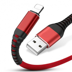 Kabel ładowarka pleciony Lightning iPhone Fast Charge 3.1A ładowarka - Czerwony,