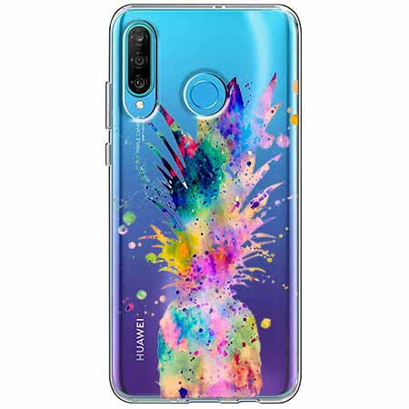 Etui na telefon Huawei P30 Lite - Watercolor ananasowa eksplozja.