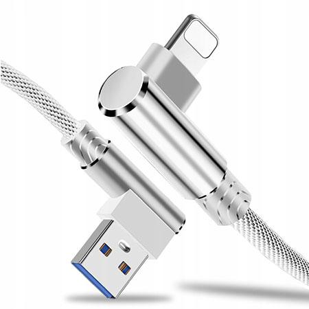 Kabel ładowarka Lightning iPhone Fast Charge QC Angle 90° - Biały